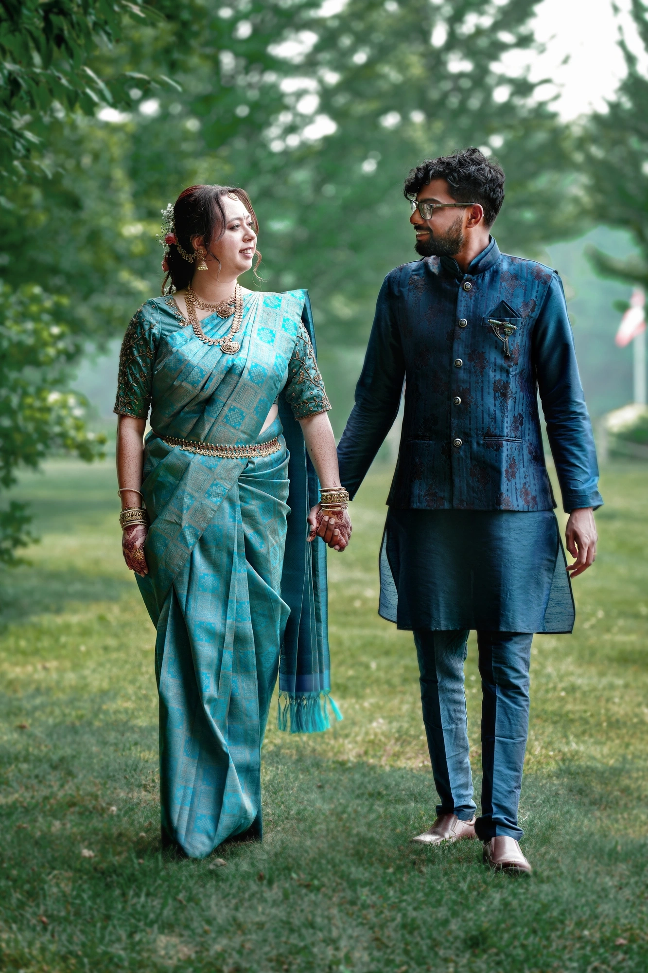 Smiling couple during their wedding session