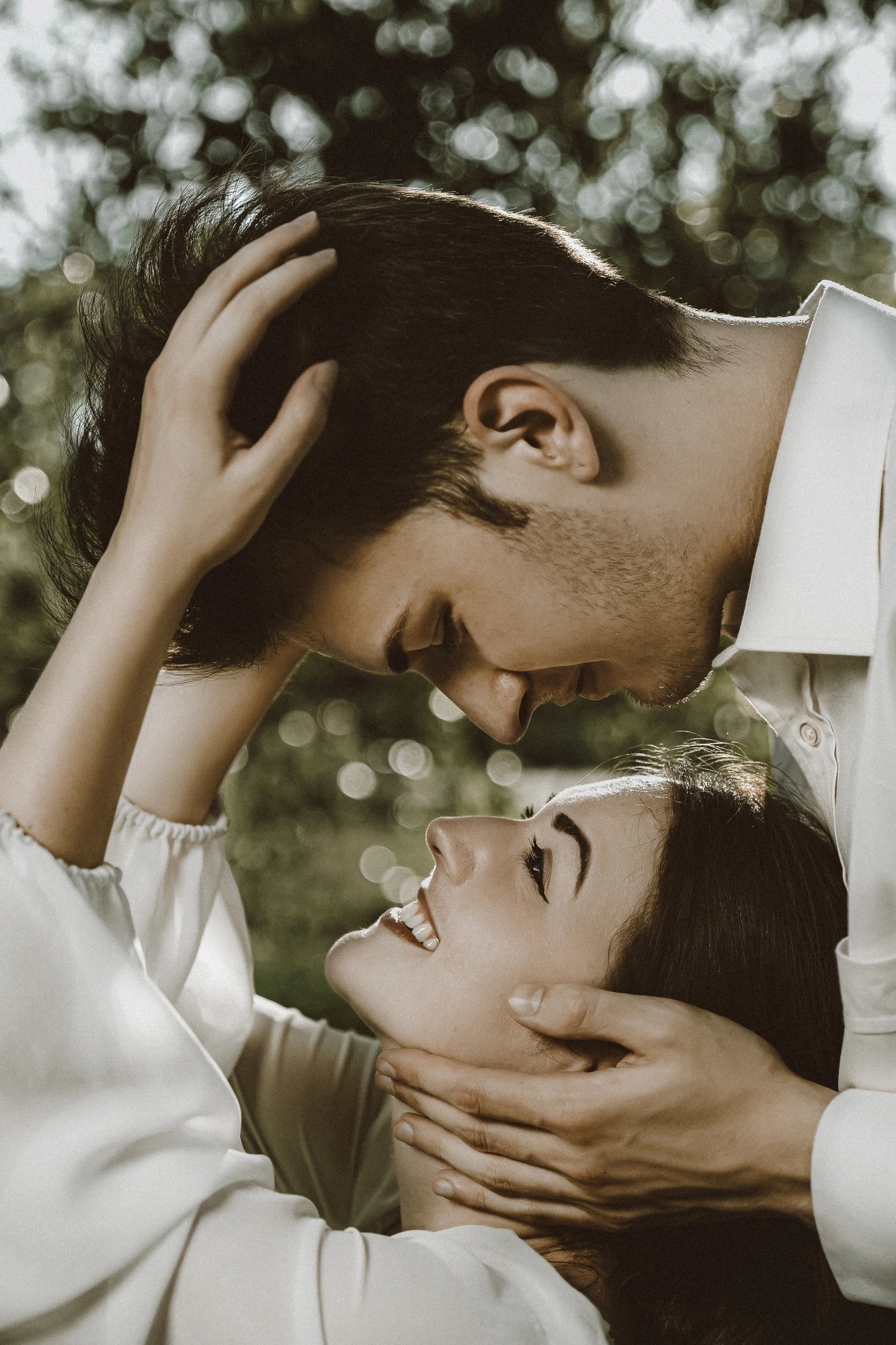 Smiling couple during their wedding session
