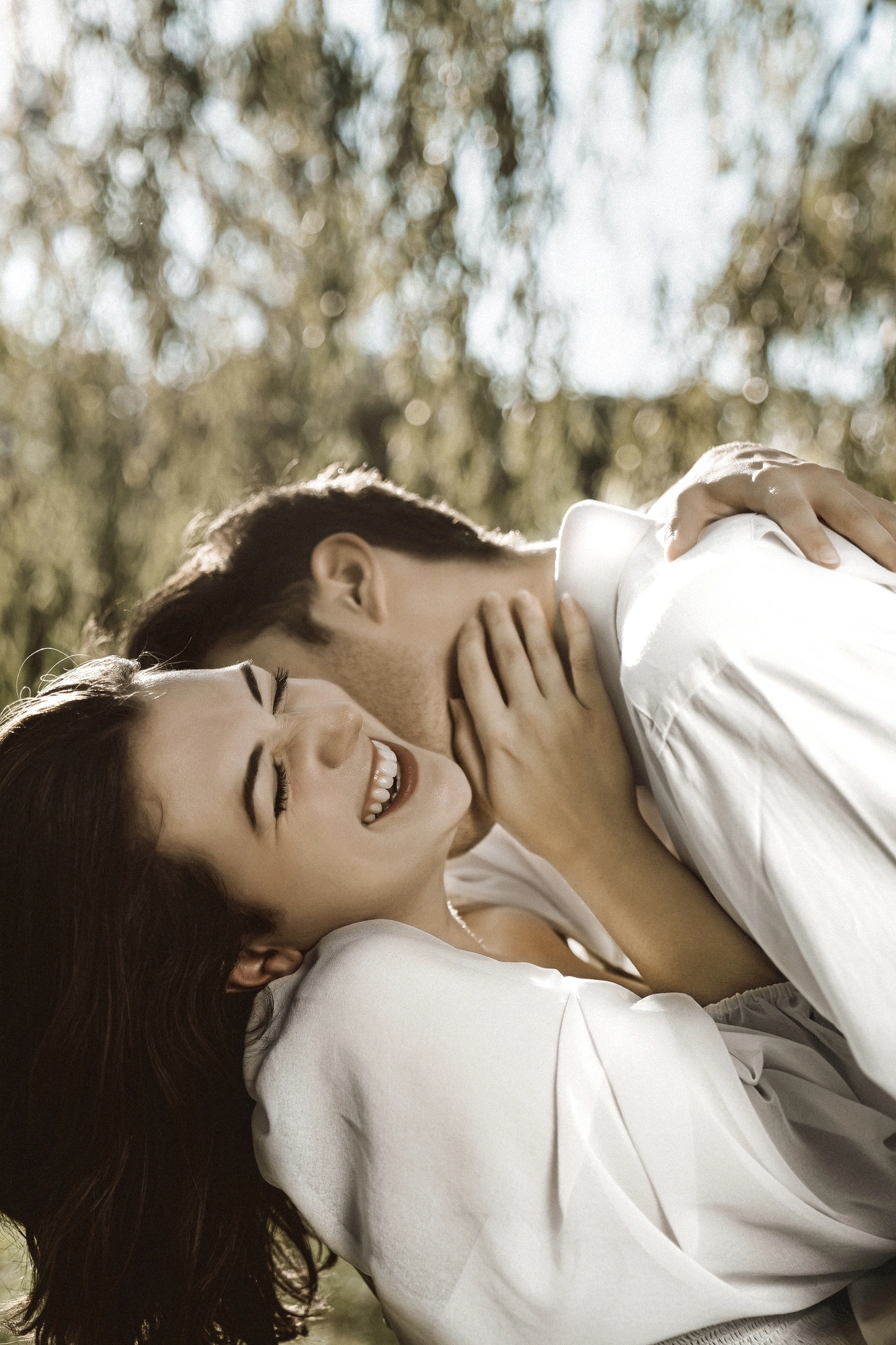 Smiling couple during their wedding session